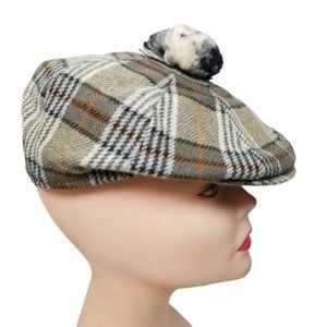 Dunn & Co. Great Britain 7 1/2 (59) Gray Plaid Gray Wool Newsboy County Cap